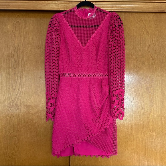 Saylor Kerrianne Eyelet Mini Dress in Magenta Size XS - Picture 2 of 14